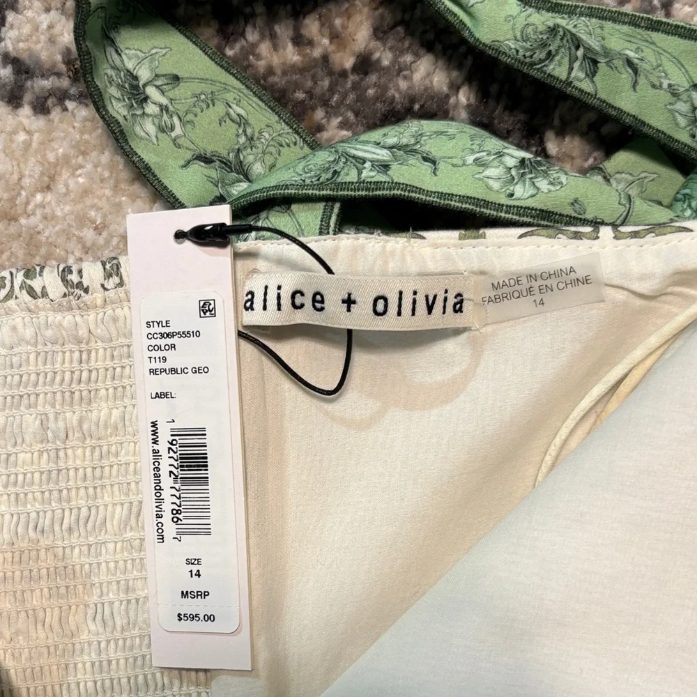 Alice + Olivia Green Floral Tie-Strap Girls' Dress - Picture 2 of 5